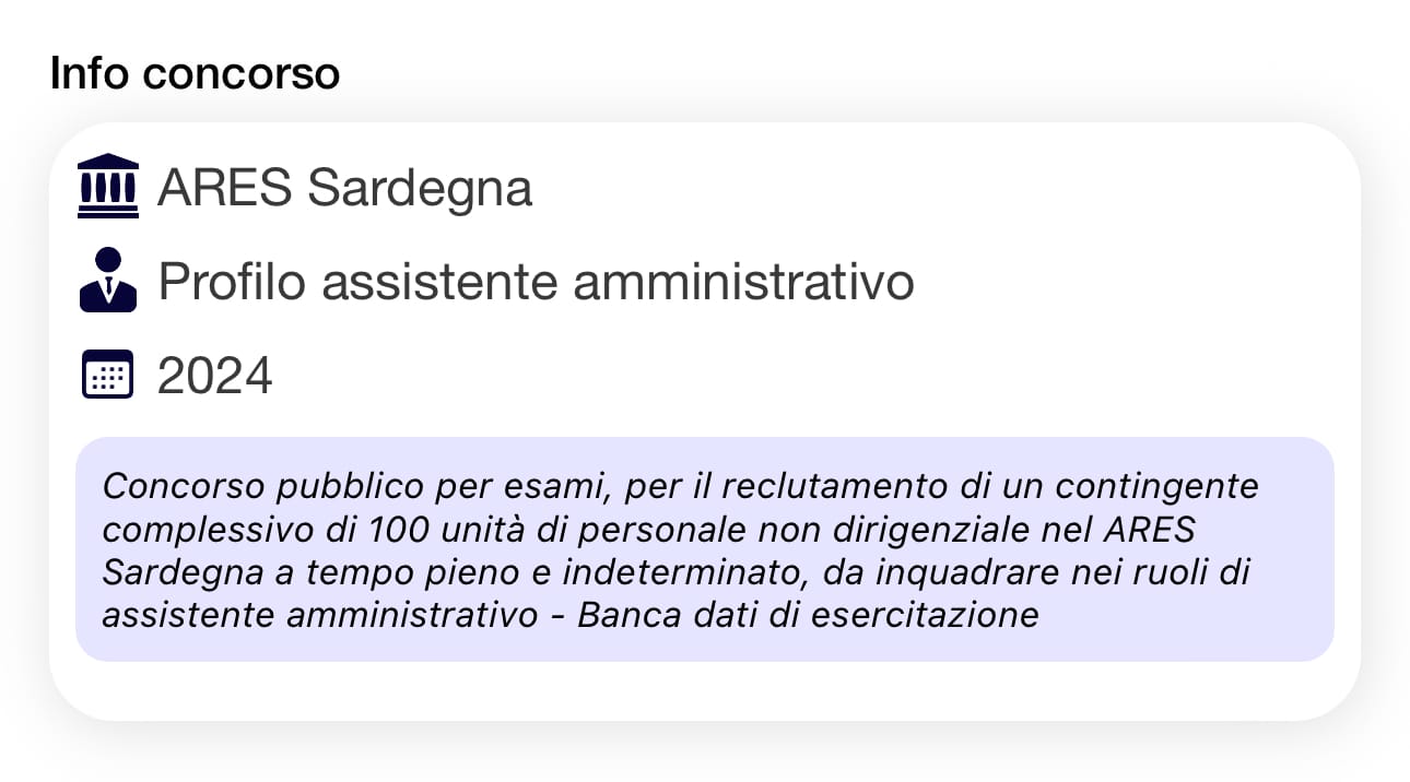 Quiz Concorso ARES Sardegna Amministrativi 2024 - Banca dati
