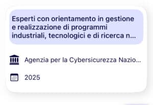 Esperti ACN banca dati realizzazione programmi industriali