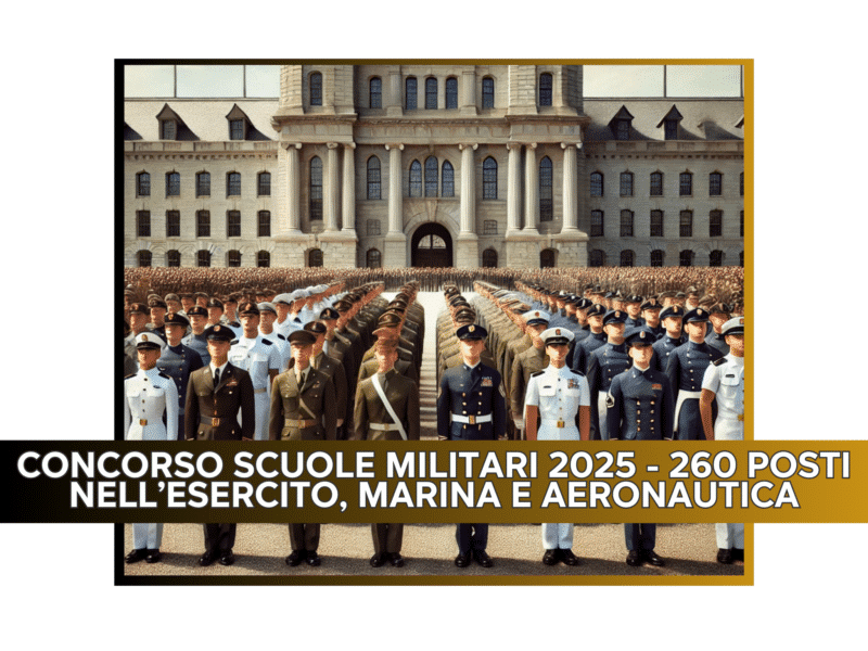 CONCORSO SCUOLE MILITARI 2025 - 260 POSTI NELL'ESERCITO, MARINA E AERONAUTICA