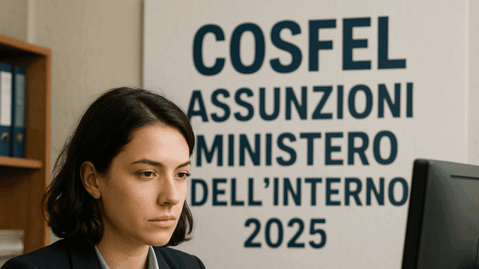 COSFEL Assunzioni Ministero dell'Interno 2025 - Approvate 998 assunzioni a tempo indeterminato e 146 a tempo determinato
