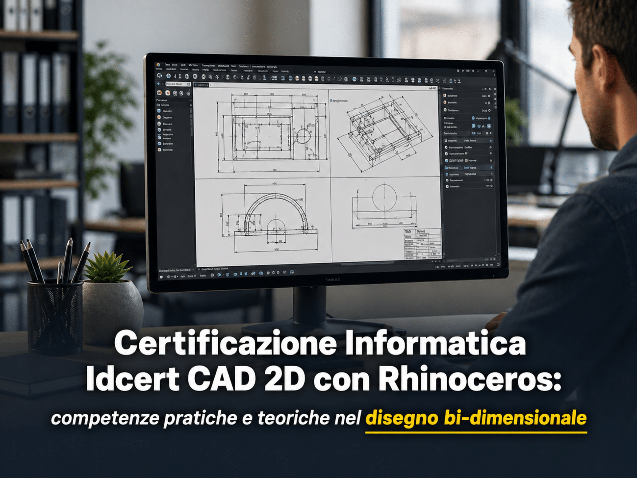 Certificazione Informatica IDCERT CAD 2D con Rhinoceros - Competenze pratiche e teoriche nel disegno bi-dimensionale