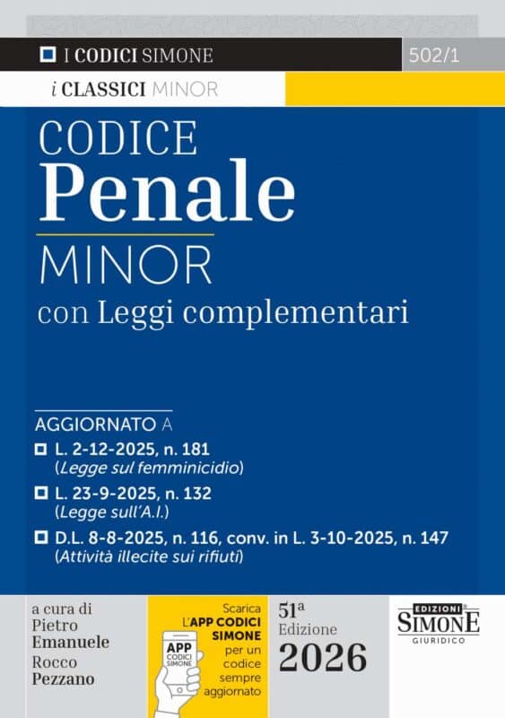 Codice Penale Minor con leggi complementari