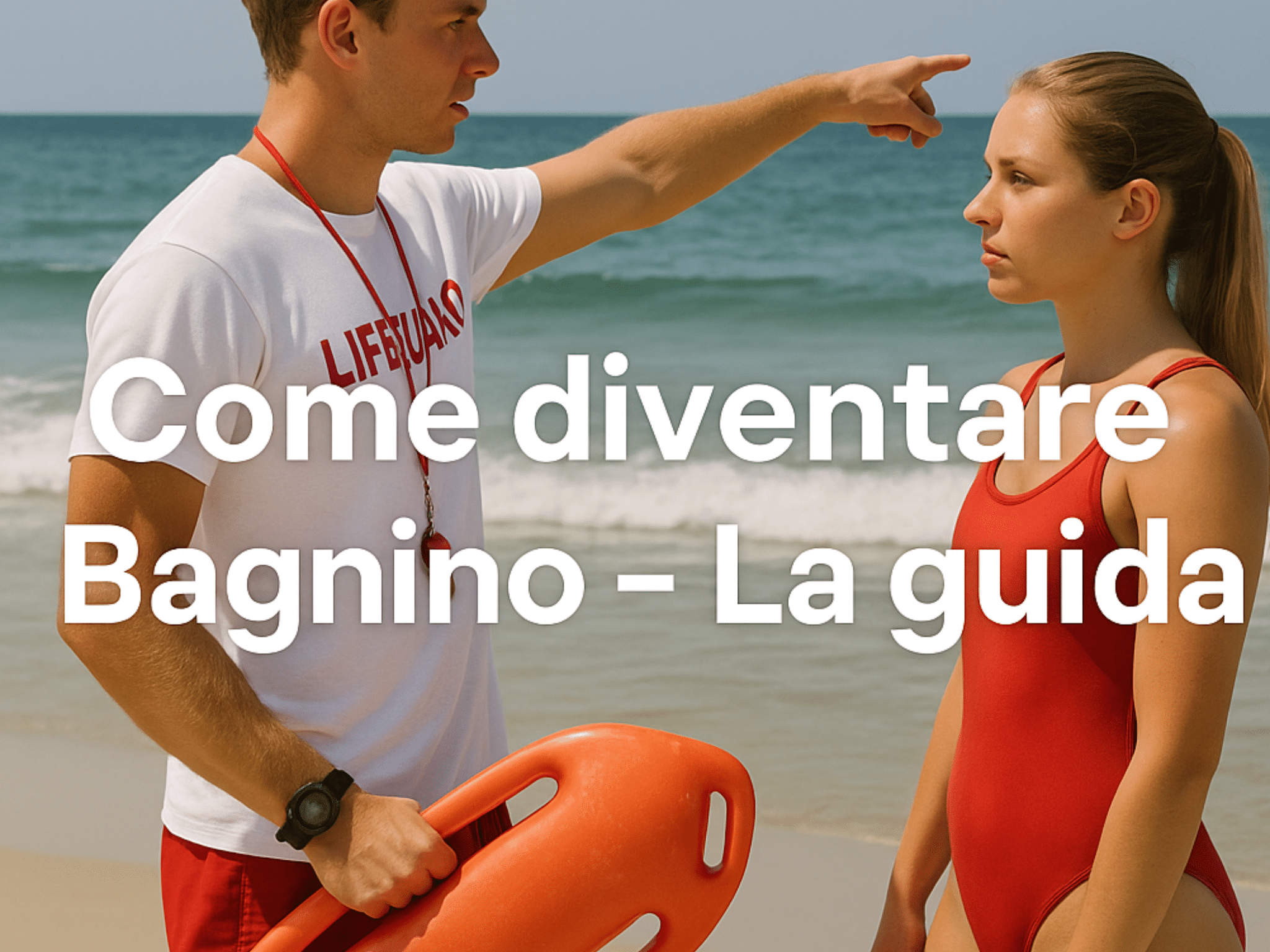 Bagnino di salvataggio in servizio sulla spiaggia