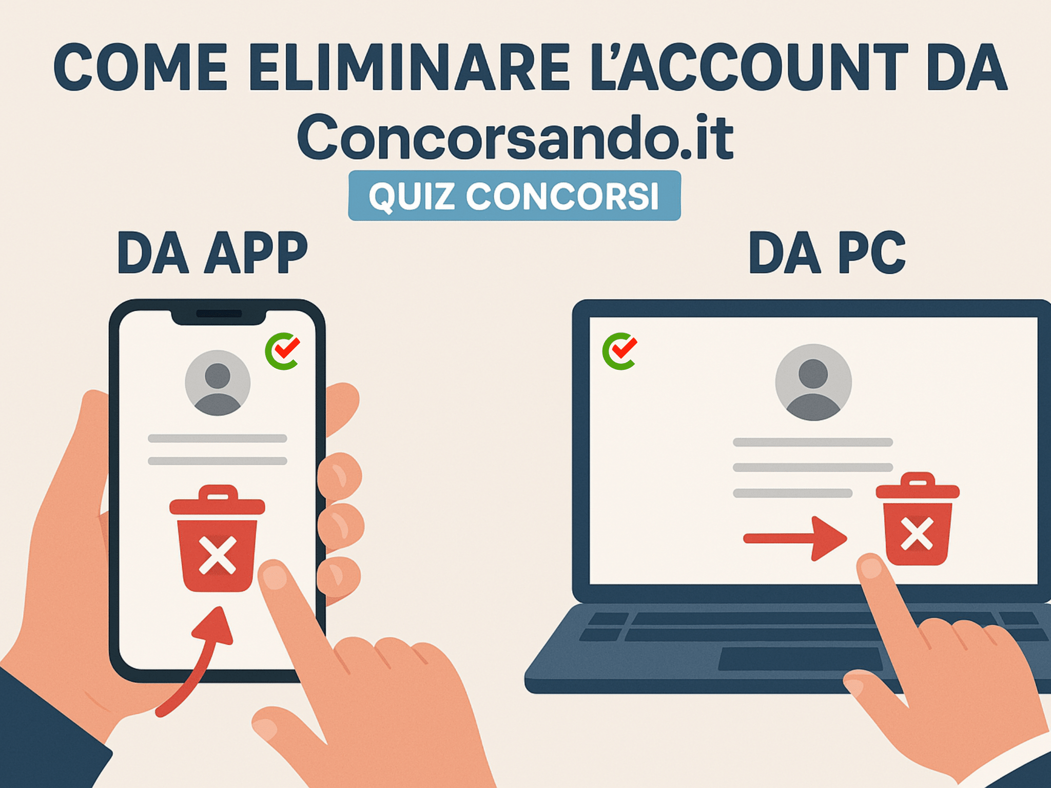 Come eliminare l'Account da Concorsando.it Quiz concorsi by CONCORSANDO SRL