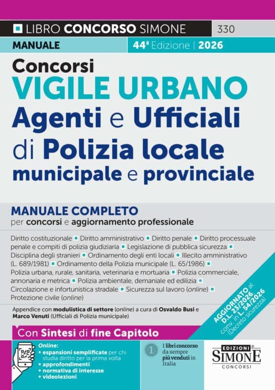 Manuale Concorsi Vigile Urbano – Agenti e ufficiali di Polizia locale, municipale e provinciale