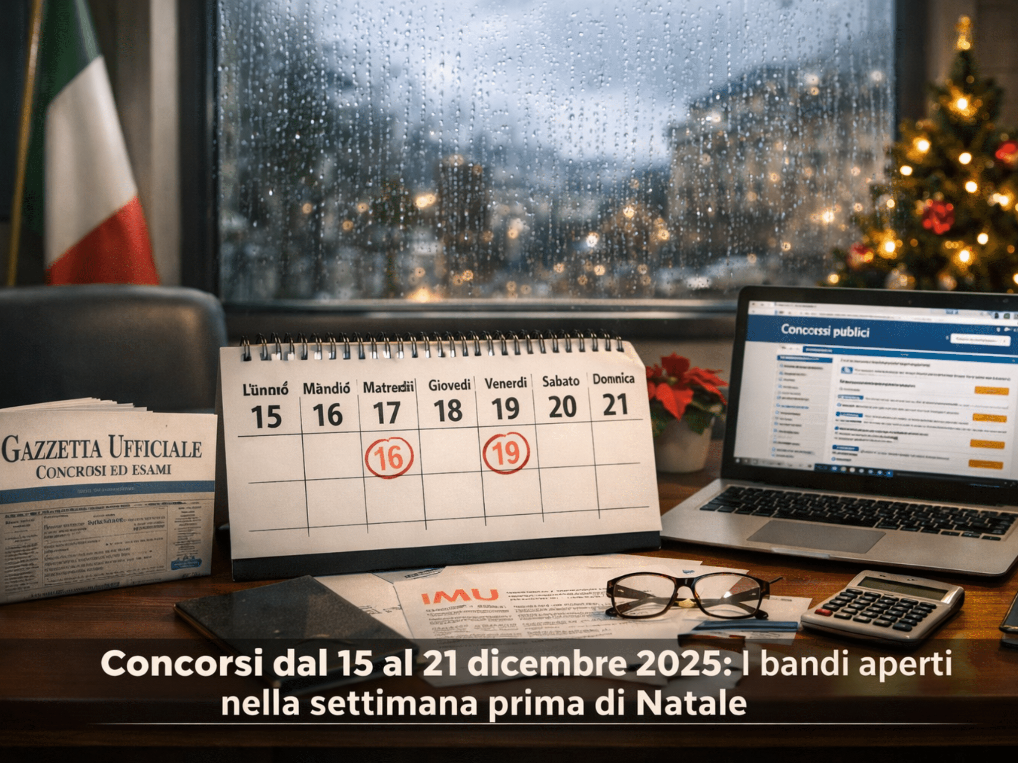 Concorsi dal 15 al 21 dicembre 2025: i bandi aperti nella settimana prima di Natale