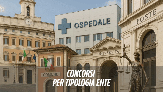 Concorsi per tipologia ente: enti locali, asl, università, ministeri