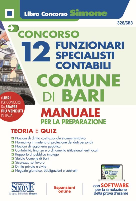 Concorso 12 Funzionari Specialisti Contabili Comune di Bari – Manuale per la preparazione