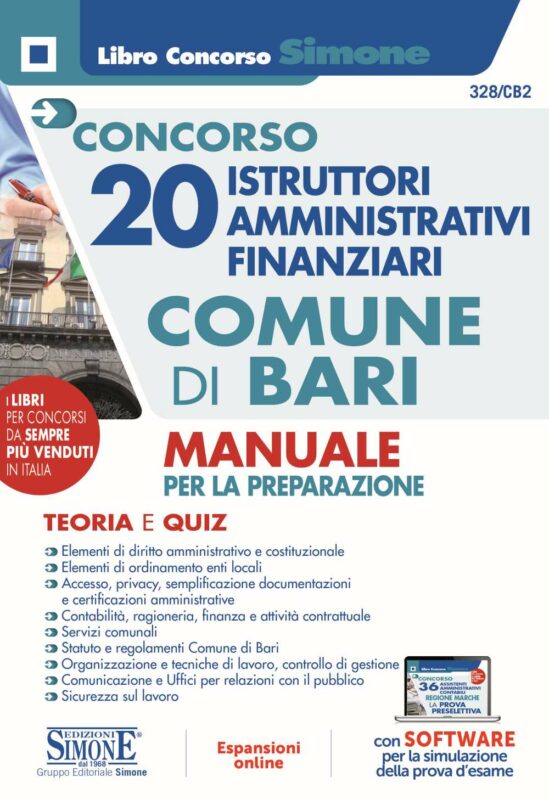 Concorso 20 Istruttori Amministrativi Finanziari Comune di Bari – Manuale per la preparazione