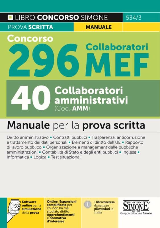 Concorso 296 Collaboratori MEF – 40 Collaboratori amministrativi (Cod. AMM) – Manuale