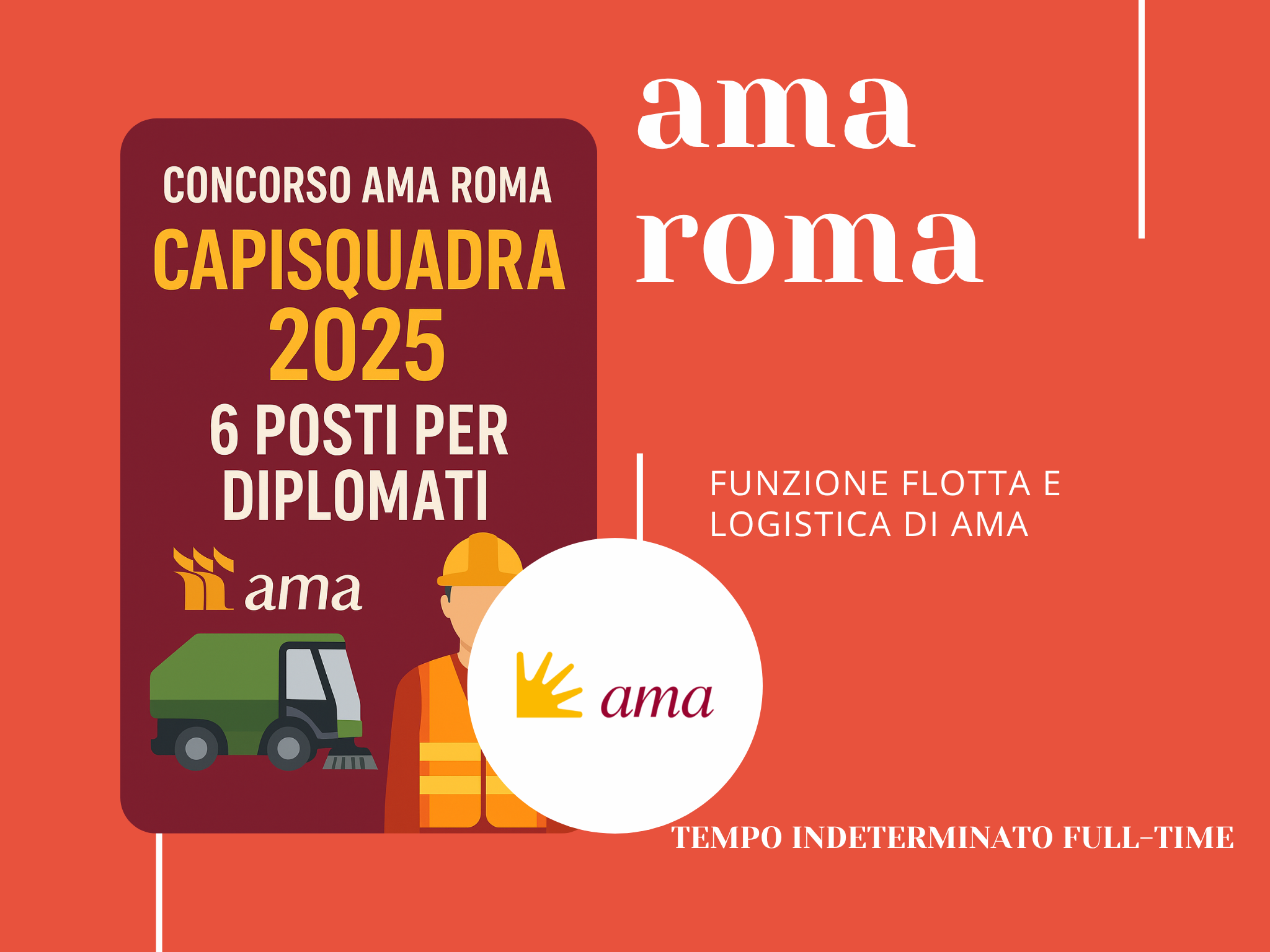 Concorso AMA Roma Capisquadra 2025 6 posti per diplomati