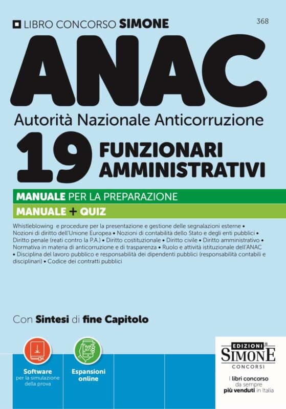 Manuale Concorso ANAC Funzionari Amministrativi 2026 – Per la preparazione