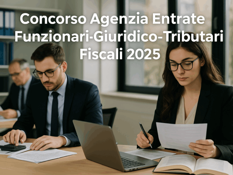 Concorso Agenzia Entrate Funzionari Giuridico-Tributari Fiscali 2025 2.700 posti a tempo indeterminato