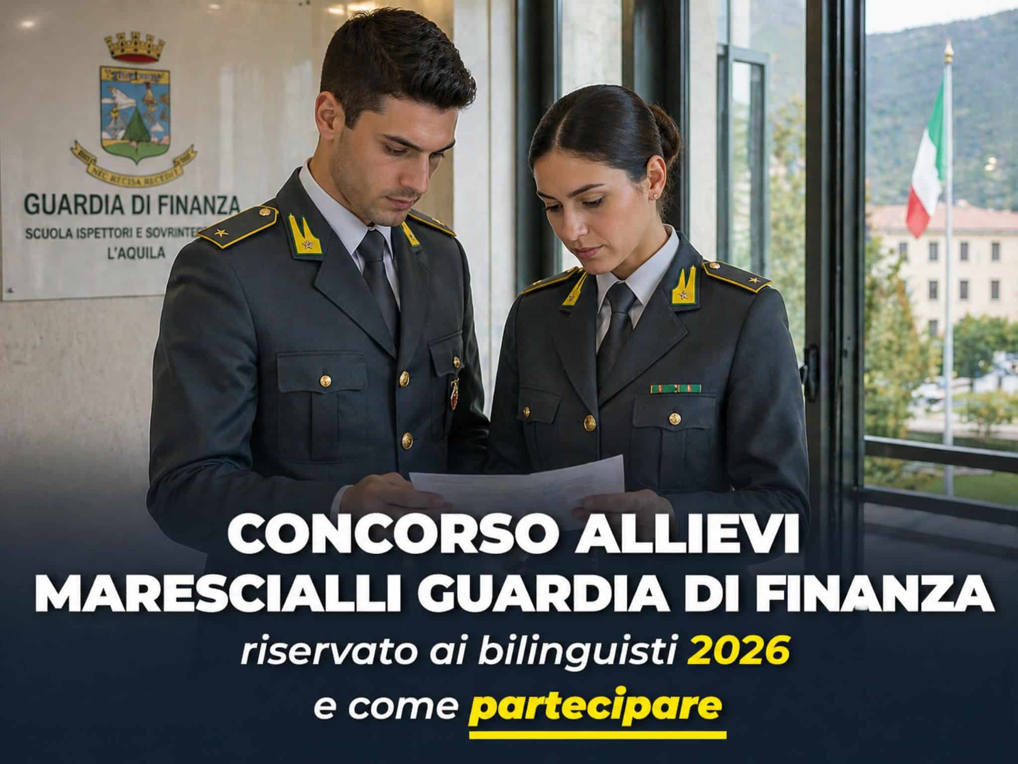 Concorso Allievi Marescialli Guardia di Finanza riservato ai bilinguisti 2026: 17 posti per l'ammissione al 98° corso