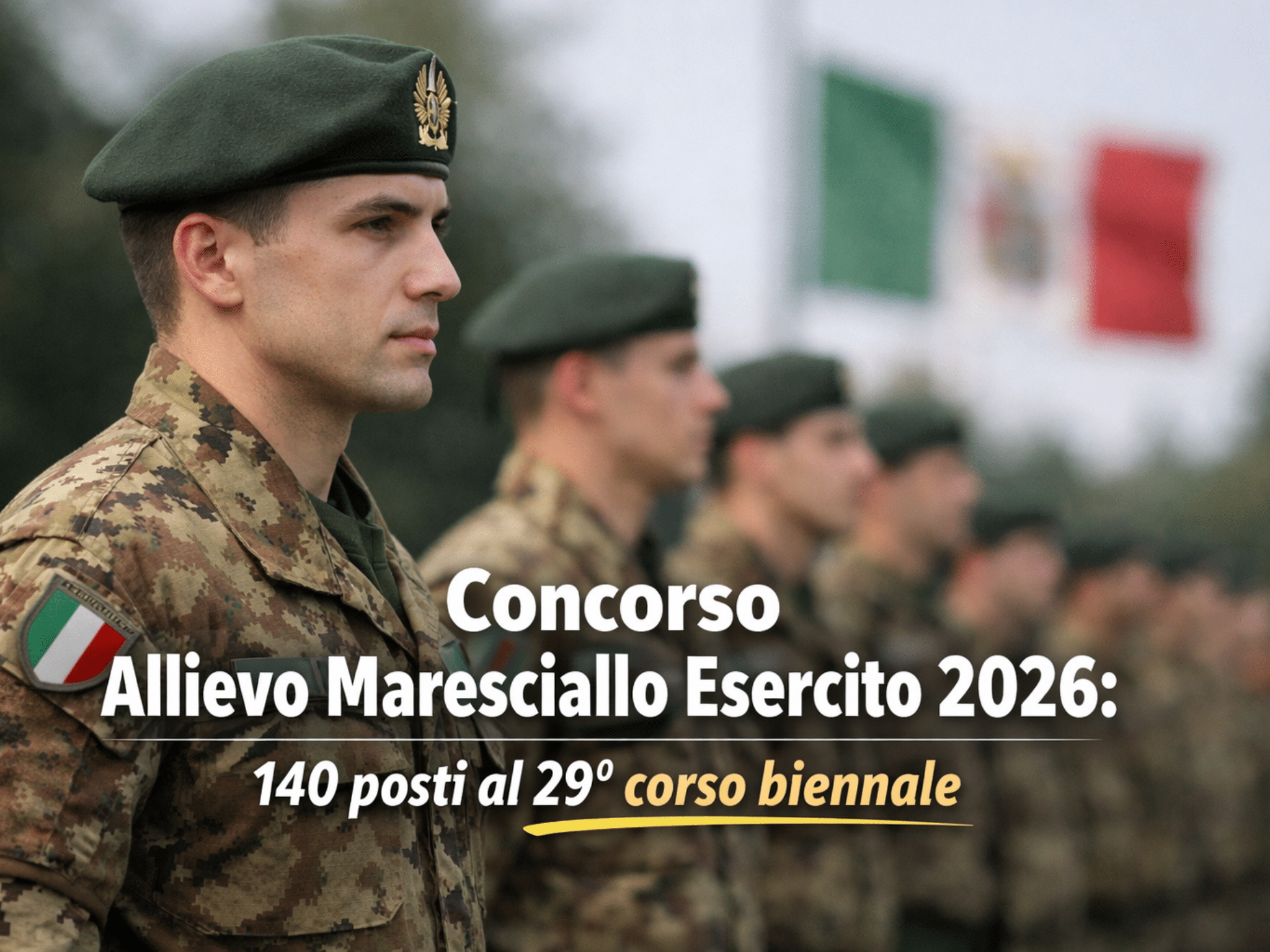 Concorso Allievo Maresciallo Esercito 2026 - 140 posti al 29° corso biennale
