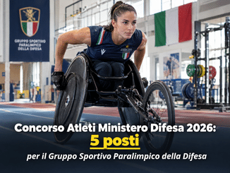 Concorso Atleti Ministero Difesa 2026: 5 posti per il Gruppo Sportivo Paralimpico della Difesa