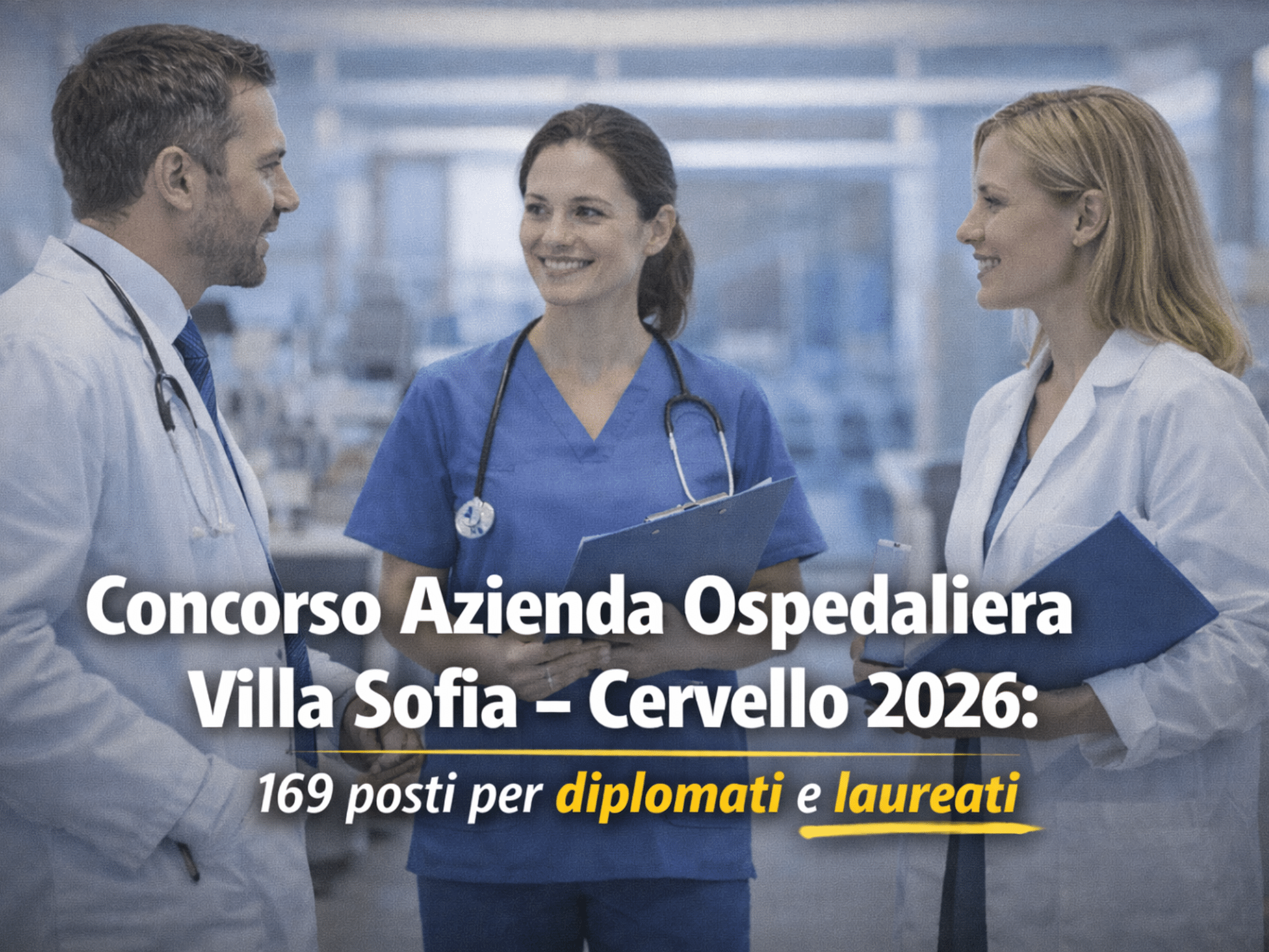 Concorso Azienda Ospedaliera Villa Sofia - Cervello 2026: 169 posti per diplomati e laureati