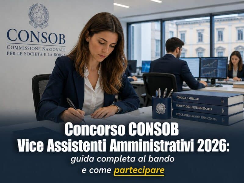 Concorso CONSOB Vice Assistenti Amministrativi 2026 5 posti a tempo indeterminato