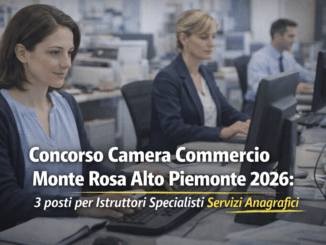 Concorso Camera Commercio Monte Rosa Alto Piemonte 2026 3 posti per Istruttori Specialisti