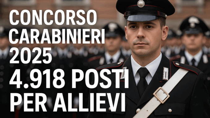 Concorso Carabinieri 2025: 4.918 per allievi