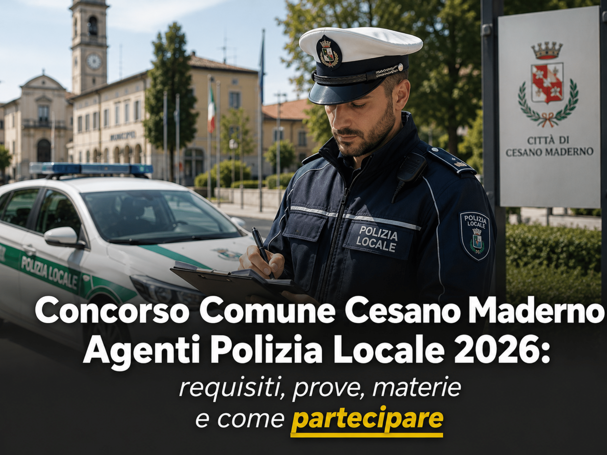 Concorso Comune Cesano Maderno Agenti Polizia Locale 2026: 4 posti per diplomati
