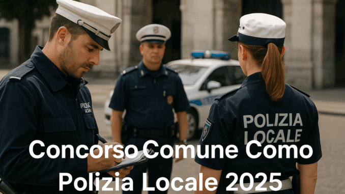 Concorso Comune Como Polizia Locale 2025: 20 posti per agenti e funzionari