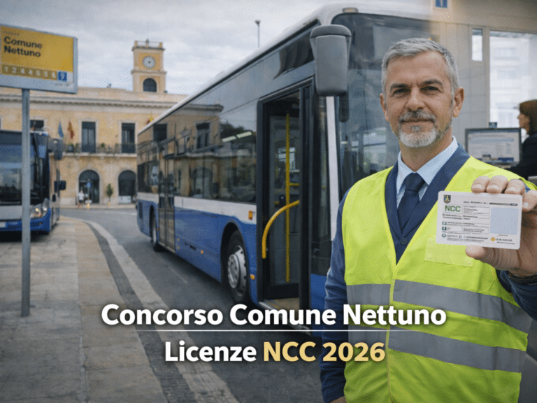 Concorso Comune Nettuno Licenze NCC 2026 15 posti con licenza media