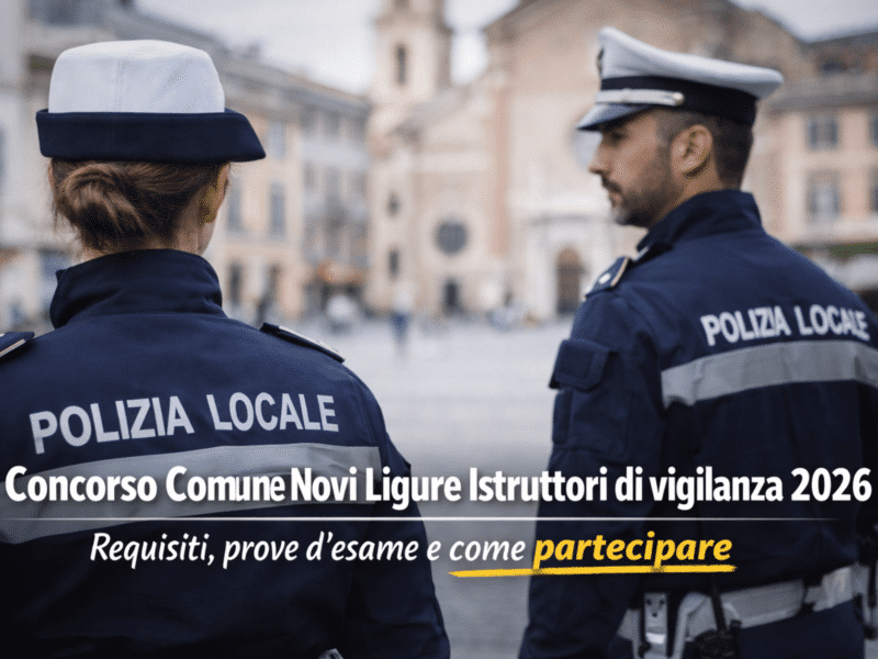 Concorso Comune Novi Ligure Istruttori di vigilanza 2026 4 posti per diplomati