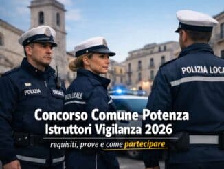 Concorso Comune Potenza Istruttori Vigilanza 2026 6 posti per diplomati