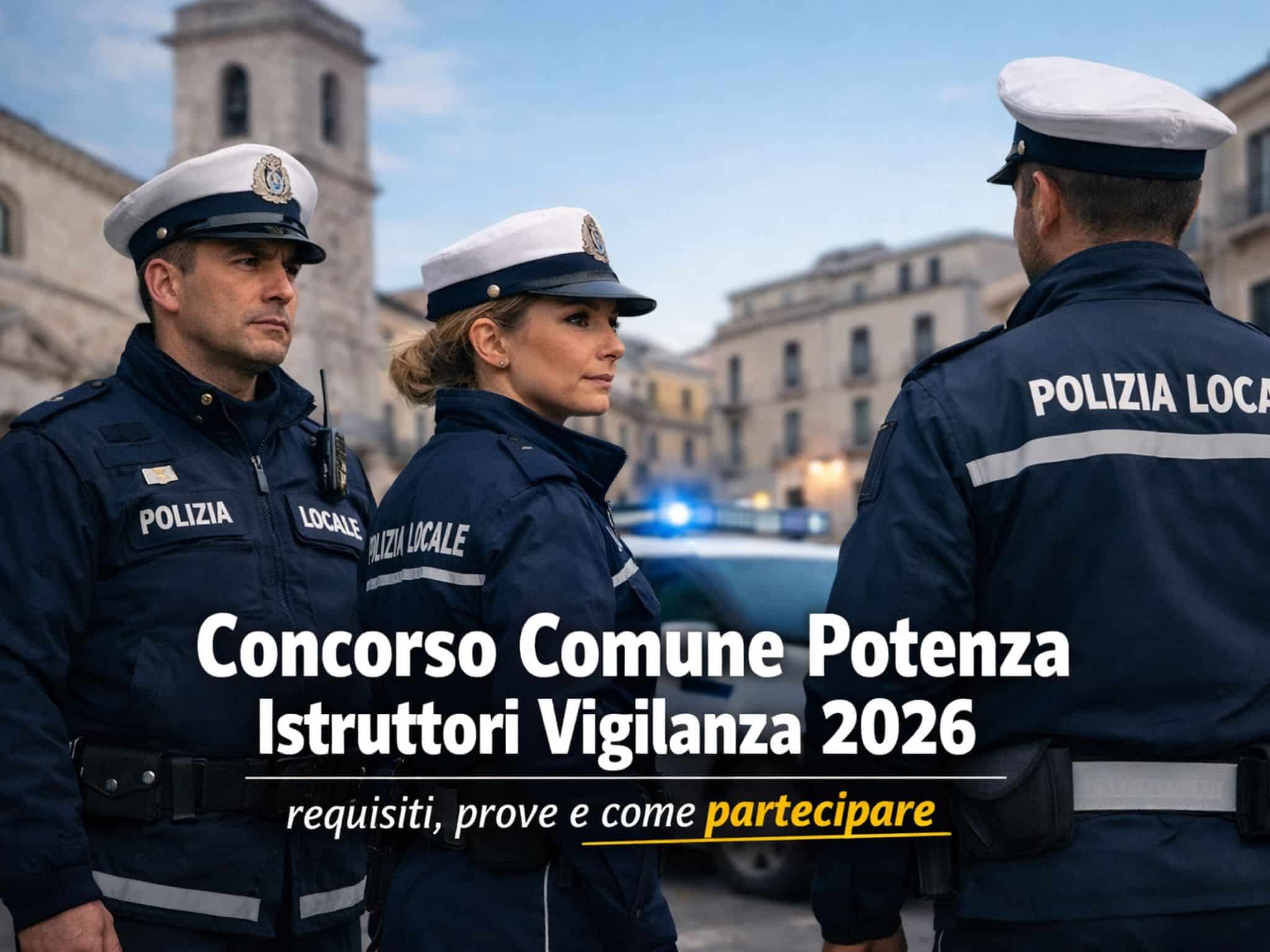 Concorso Comune Potenza Istruttori Vigilanza 2026: 6 posti per diplomati