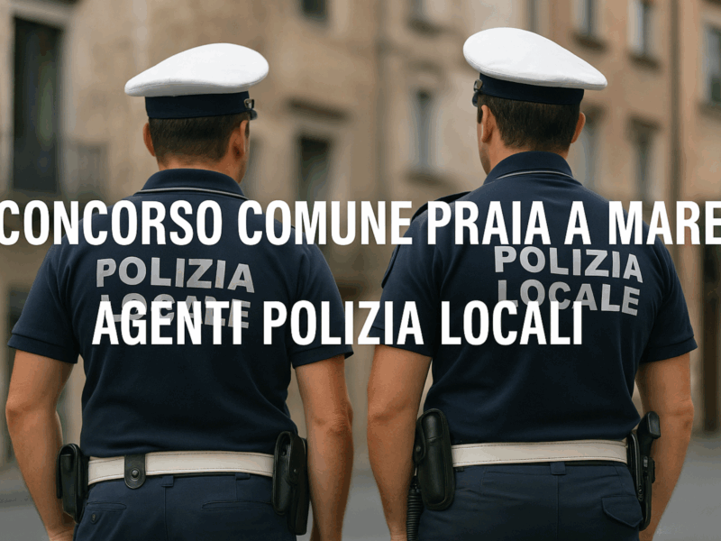 Concorso Comune Praia a Mare Agenti Polizia Locale 2025 - 8 posti per diplomati