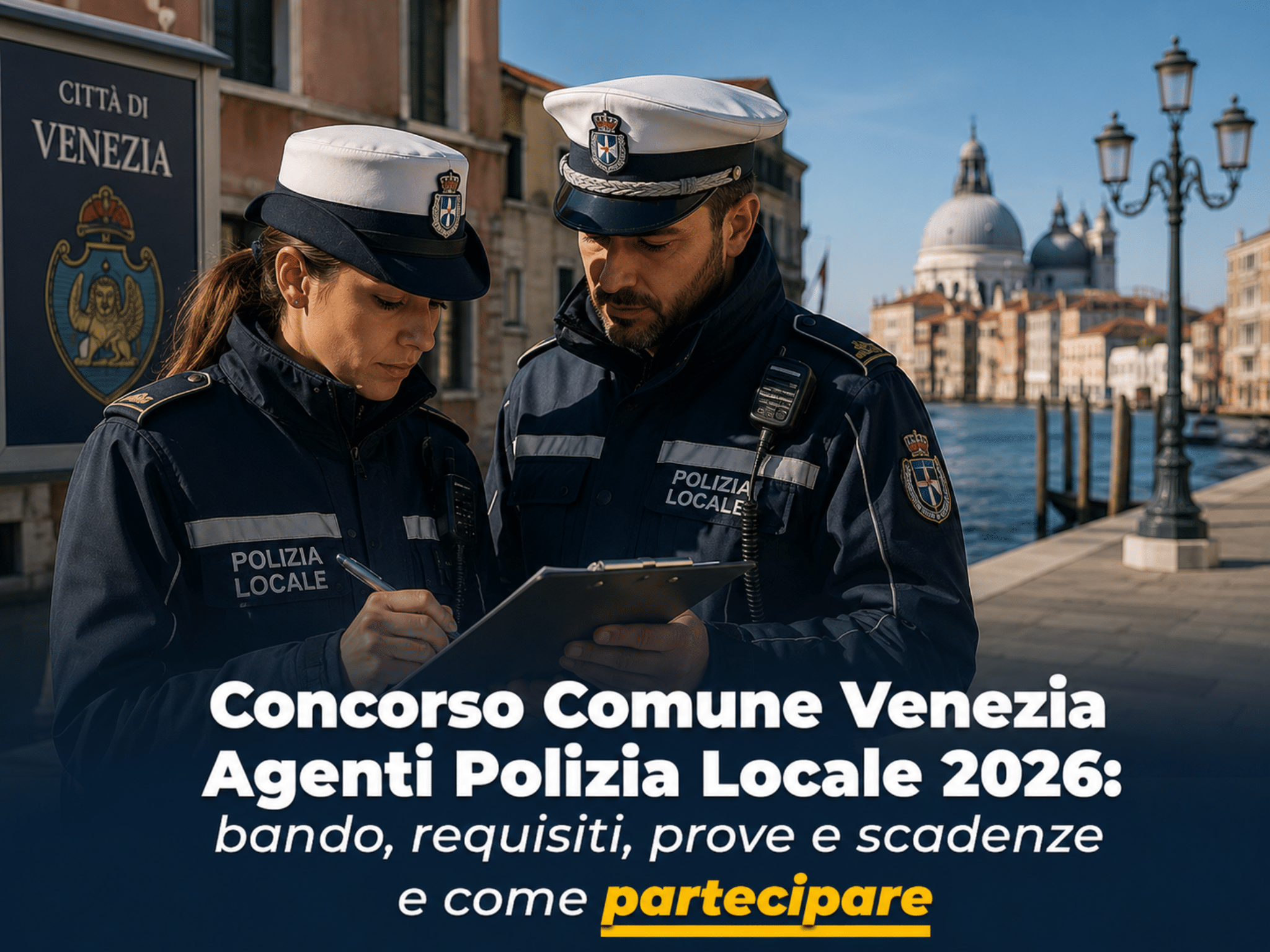Concorso Comune Venezia Agenti Polizia Locale 2026: 18 posti per diplomati
