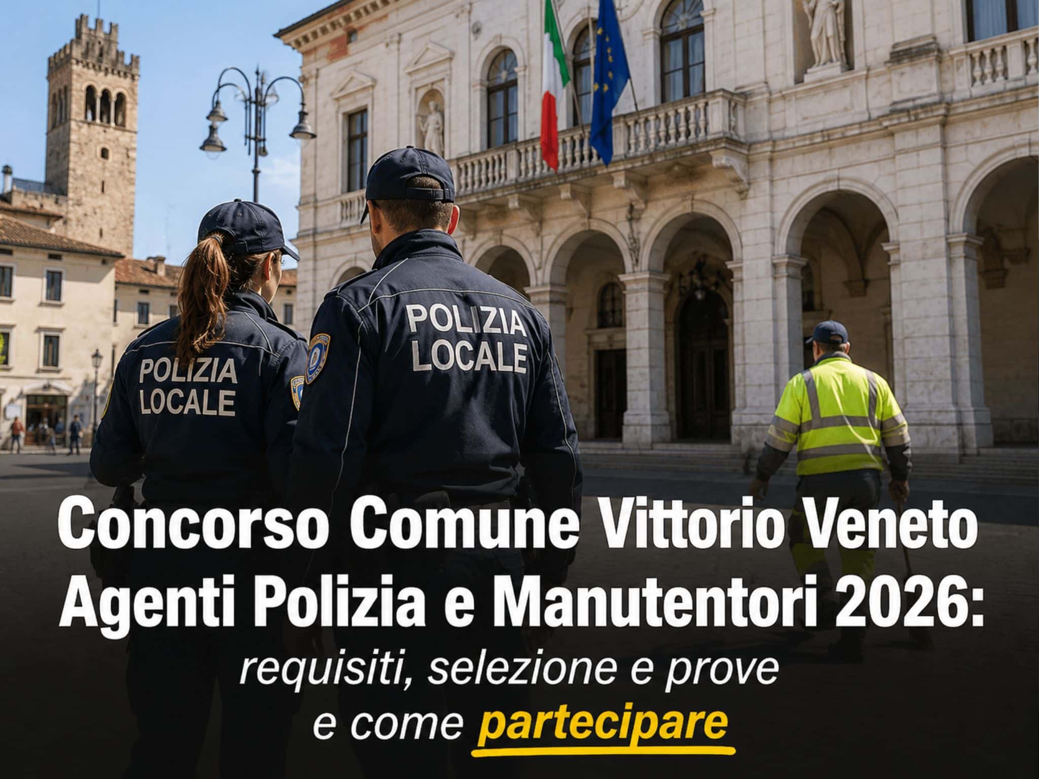 Concorso Comune Vittorio Veneto Agenti Polizia e Manutentori 2026: 6 posti a tempo indeterminato