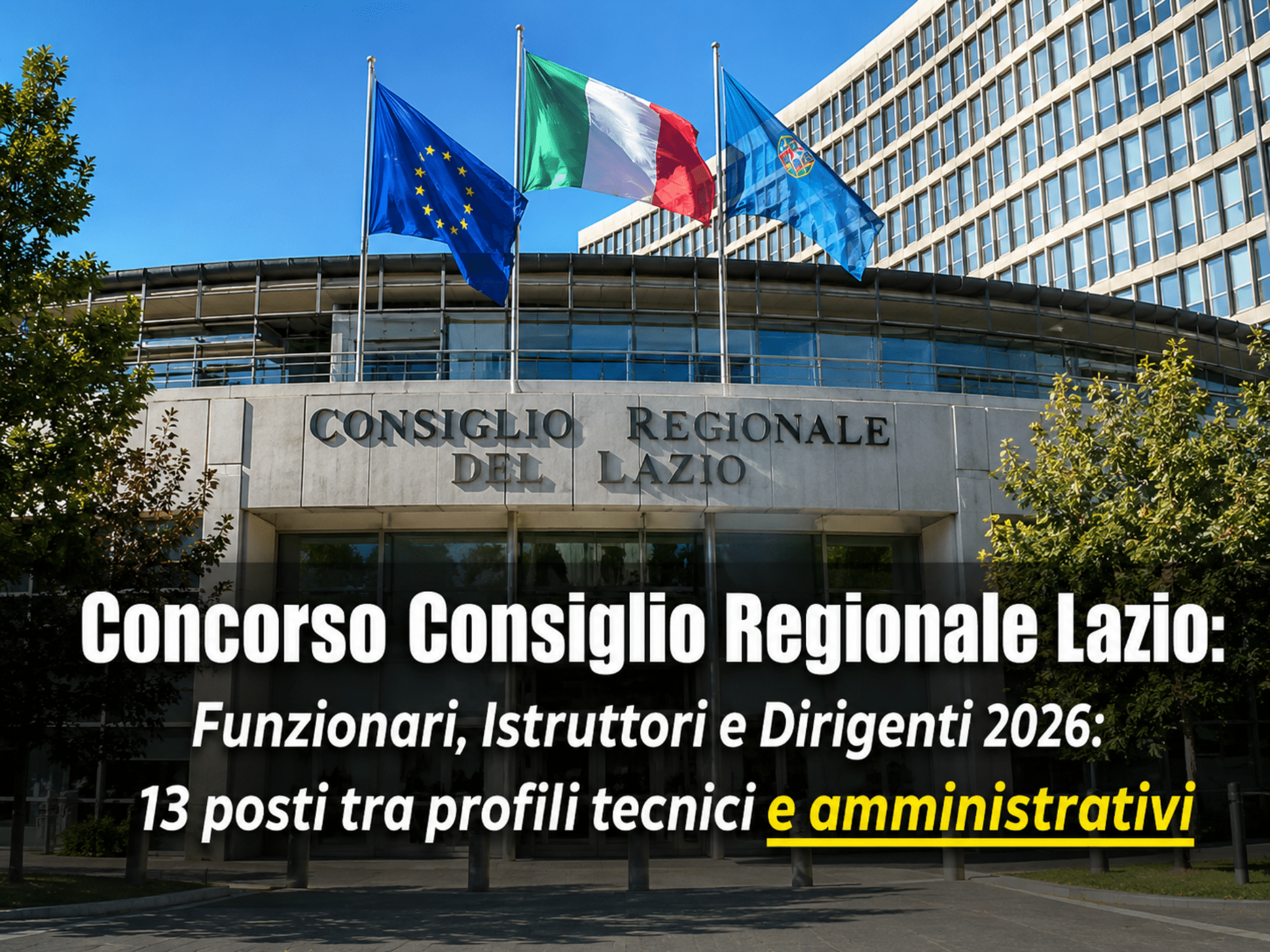 Concorso Consiglio Regionale Lazio Funzionari, Istruttori e Dirigenti