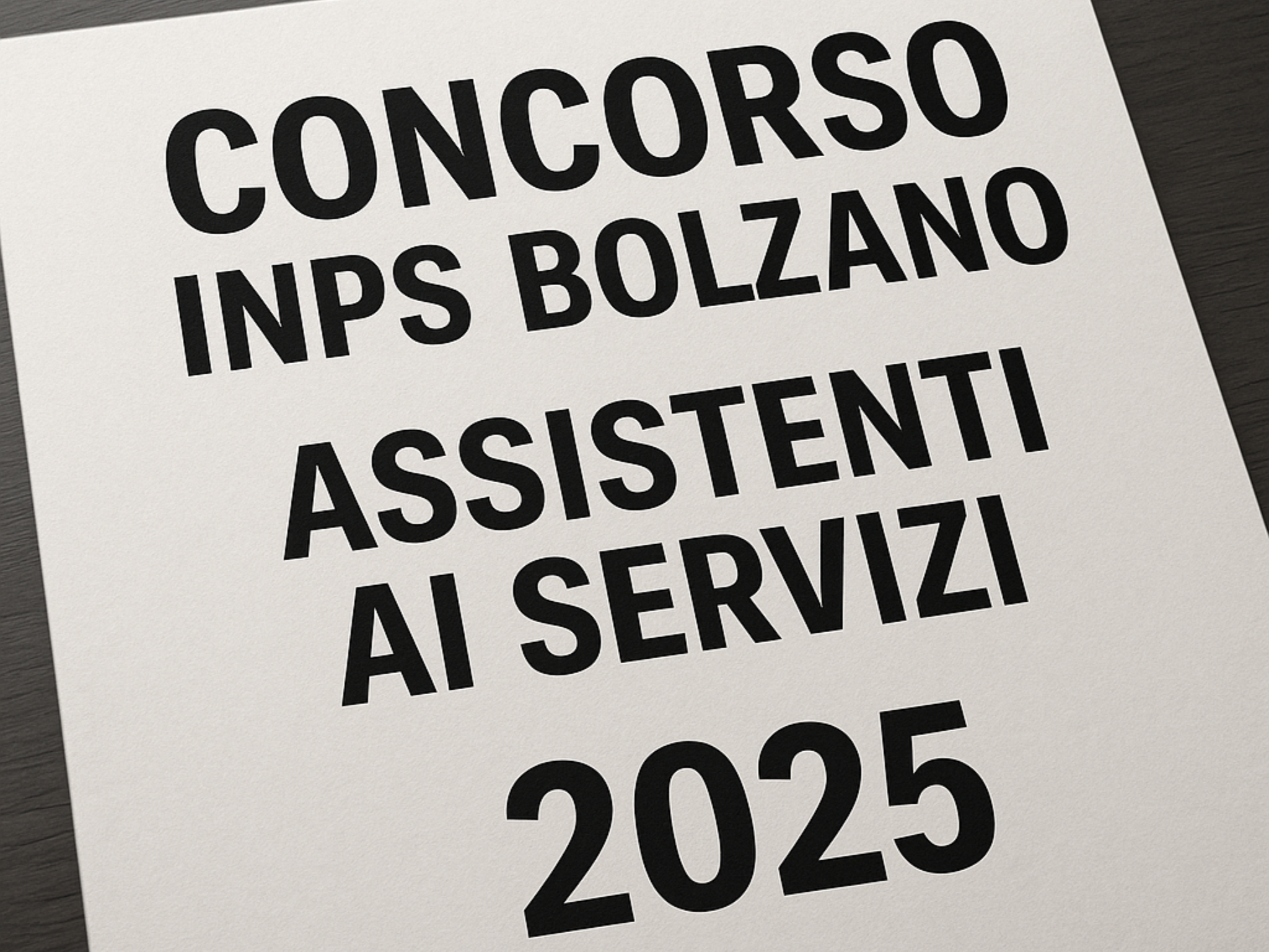 Concorso INPS Bolzano Assistenti ai Servizi 2025 - 6 posti per diplomati