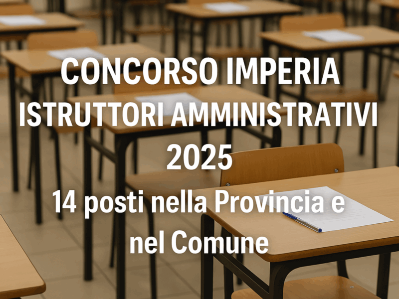 Concorso Imperia Istruttori Amministrativi 2025 14 posti