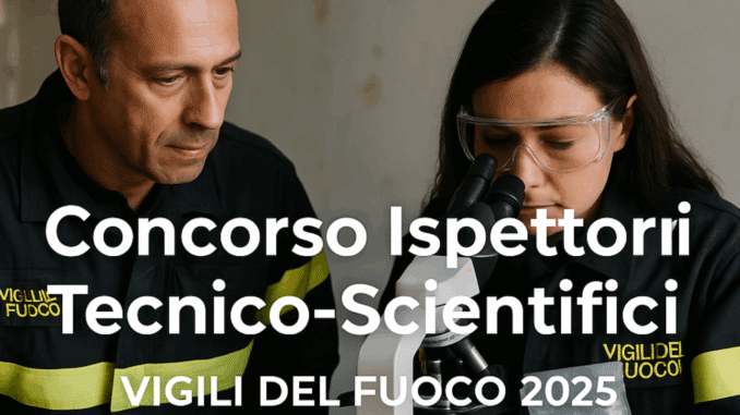 Concorso Ispettori Vigili del Fuoco Tecnico-Scientifici 2025: 7 posti per diplomati