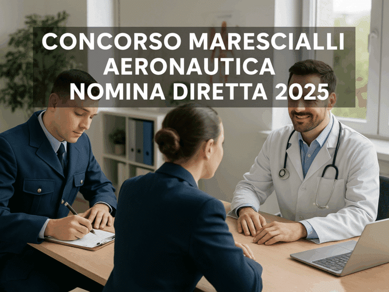 Concorso Marescialli Aeronautica Nomina Diretta 2025 70 posti per la Categoria Supporto, Specialità Sanità e Informatica
