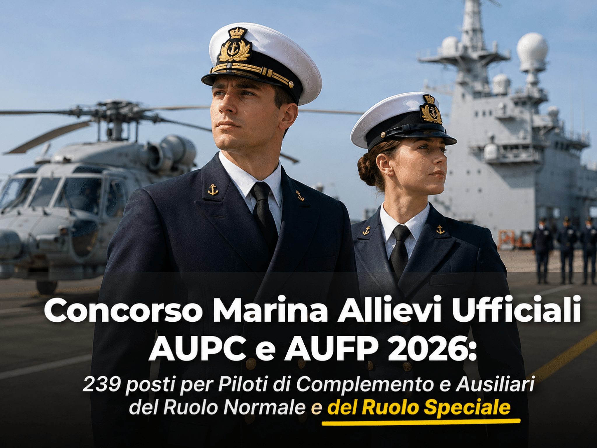 Concorsi, per titoli ed esami, per l'ammissione al 25° corso Allievi Ufficiali Piloti di Complemento e al 36°/37°/38° Corso Allievi Ufficiali in Ferma Prefissata della Marina Militare - 2026