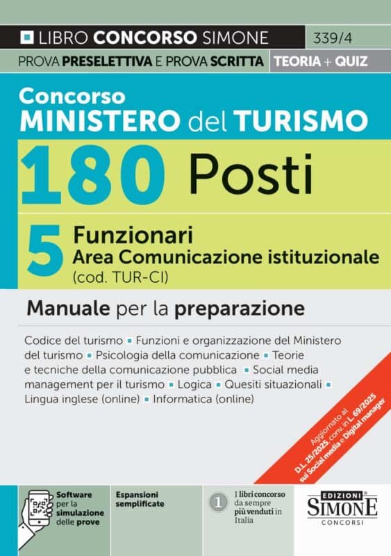 Manuale Concorso Ministero del Turismo 180 Posti – 5 Funzionari Area Comunicazione istituzionale