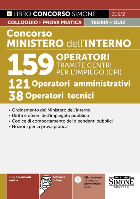 Manuale Concorso 159 Operatori al Ministero dell’Interno tramite CPI