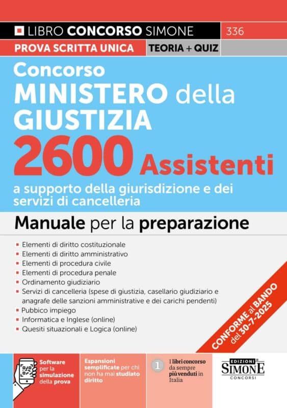 Manuale Concorso Ministero della Giustizia 2025 per assistenti – Per la preparazione