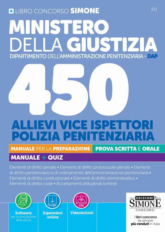 Manuale Concorso DAP 450 Allievi Vice Ispettori Polizia Penitenziaria - Edizioni Simone