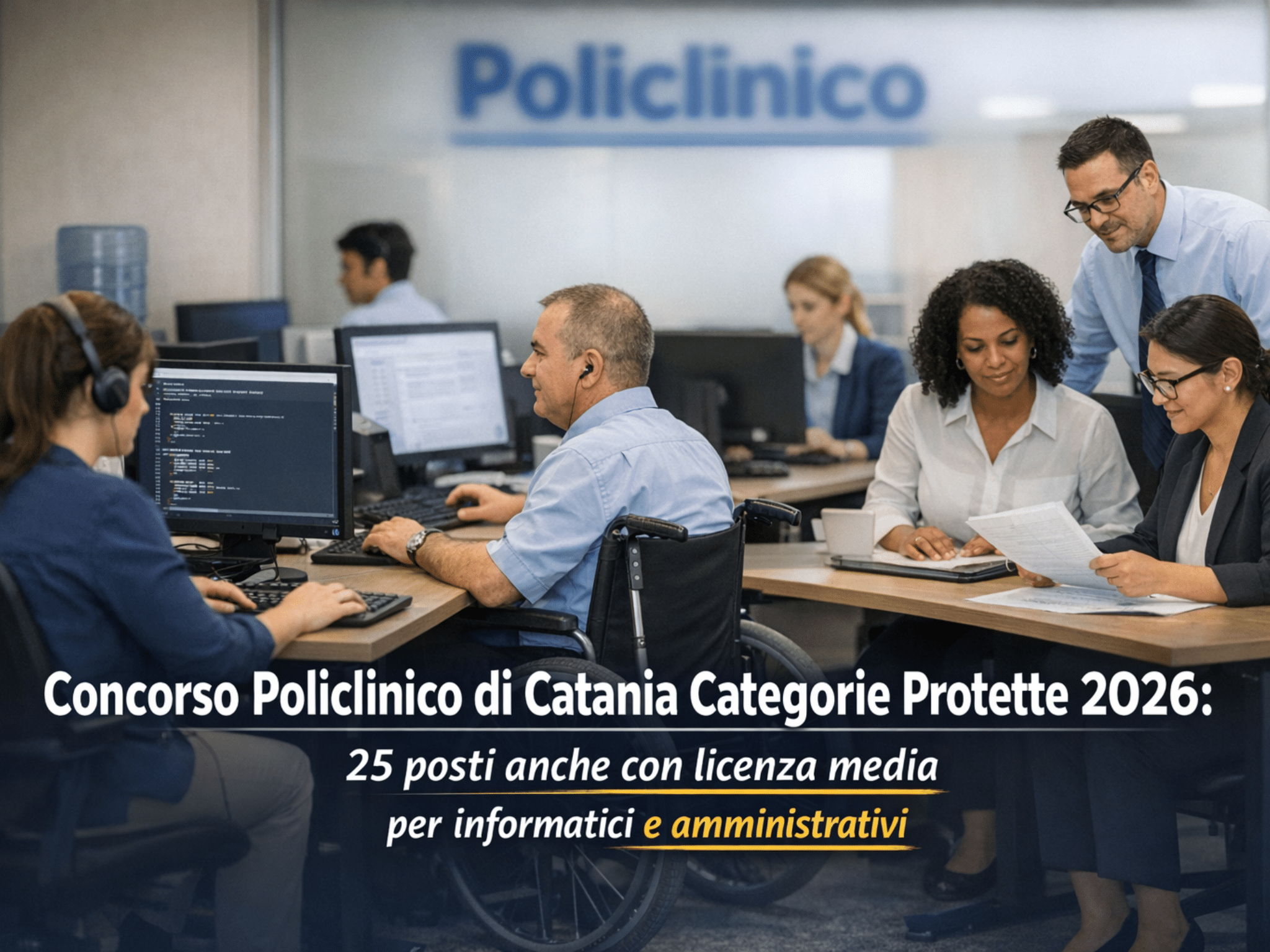 Concorso Policlinico di Catania Categorie Protette 2026 - 25 posti Assistenti Informatici e Coadiutori Amministrativi