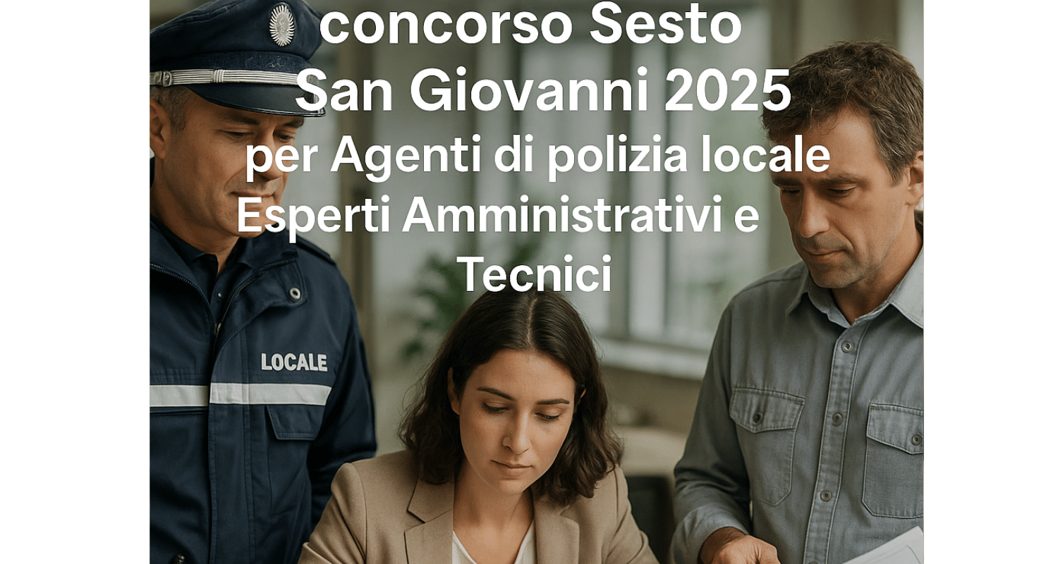 Concorso Sesto San Giovanni 2025 - 13 posti per Agenti di polizia locale, Esperti Amministrativi e Tecnici