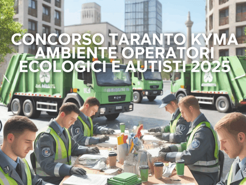 Concorso Taranto Kyma Ambiente Operatori Ecologici e Autisti 2025 - Ammessi e non Ammessi alla prova scritta
