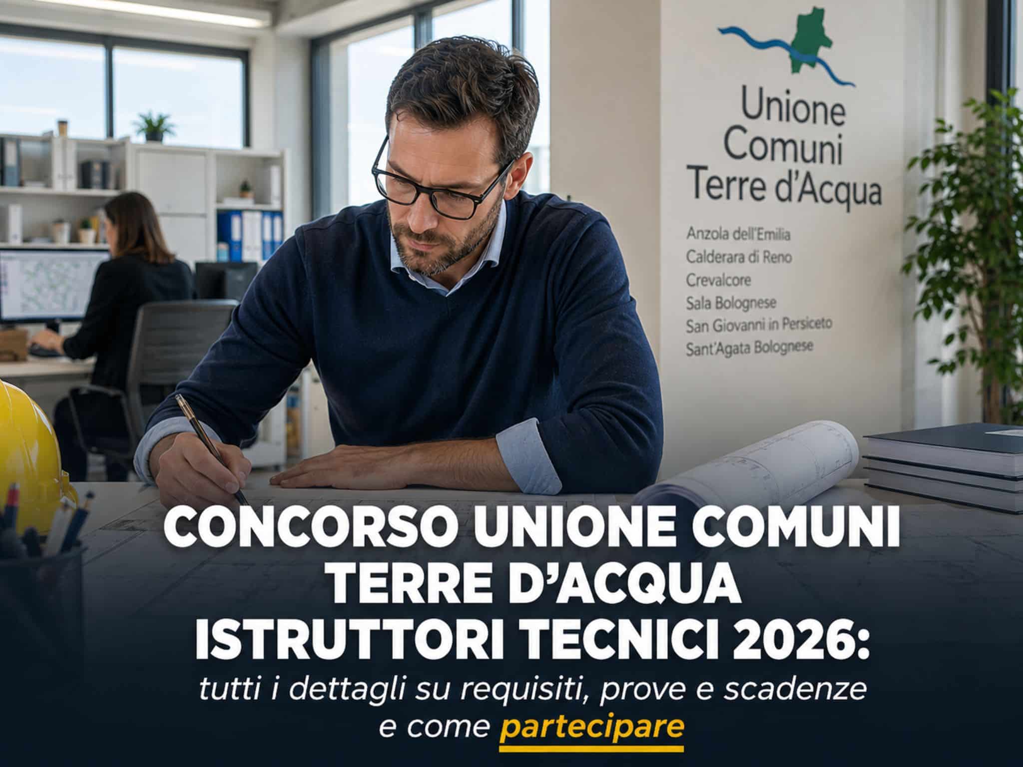 Concorso Unione Comuni Terre d'Acqua Istruttori Tecnici 2026: 5 posti con licenza media