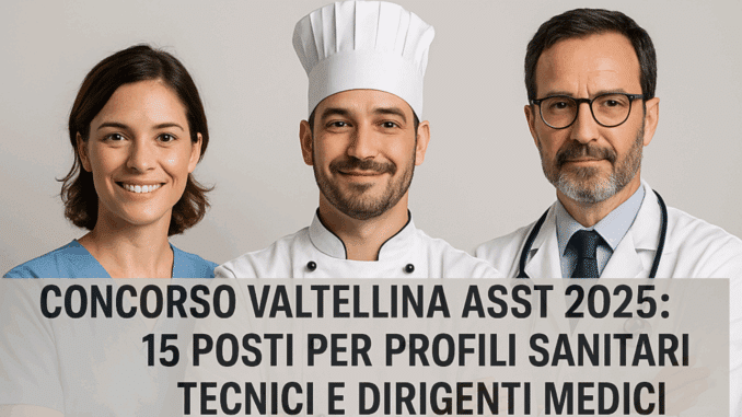 Concorso Valtellina ASST 2025: 15 posti per15 posti per profili sanitari, tecnici e dirigenti medici