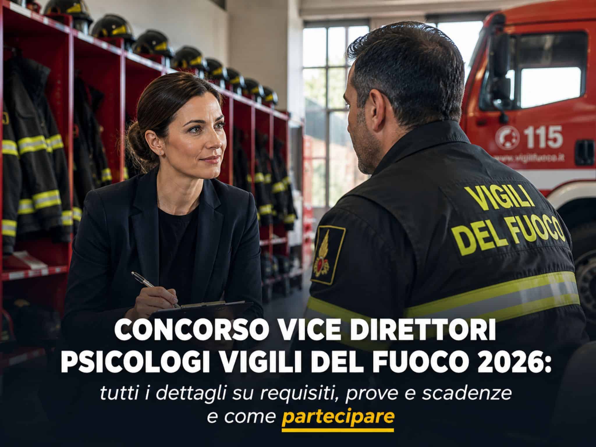 Concorso Vice Direttori Psicologi Vigili del Fuoco 2026: 2 posti per laureati