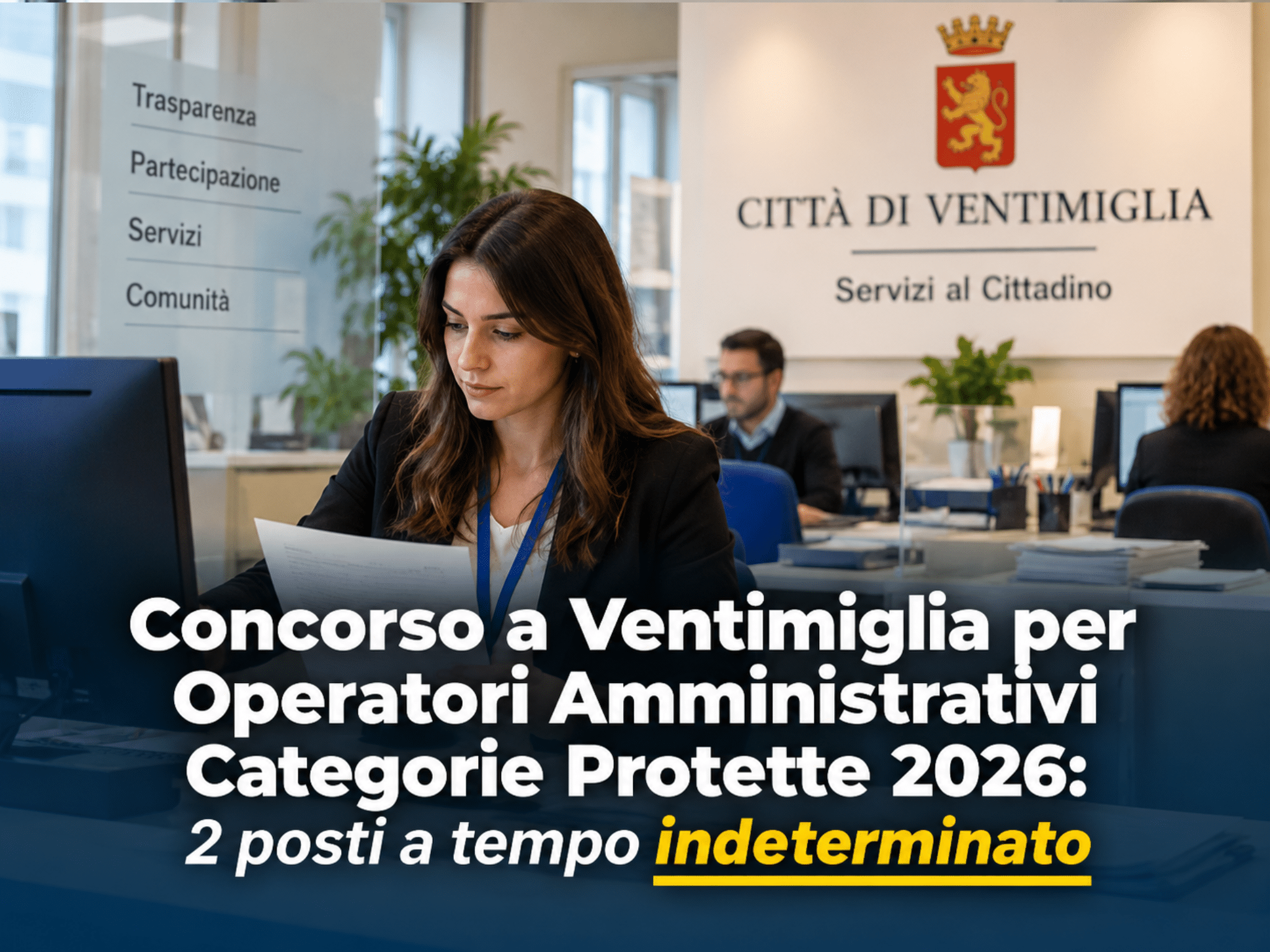 Concorso a Ventimiglia Operatori Amministrativi Categorie Protette